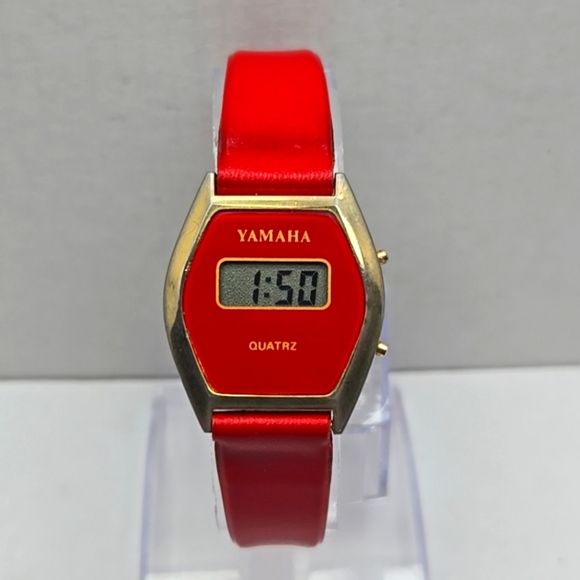Yamaha Accessories - Vintage Yamaha Digital Watch Gold Tone Red Watch New Battery Rare Retro